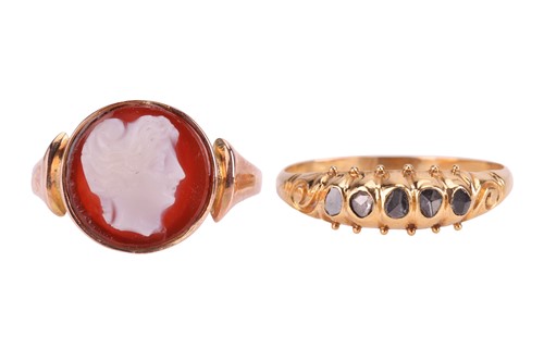 Lot 63 - Two gem-set rings; to include an agate cameo...