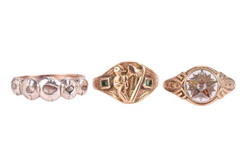 Lot 32 - A group of three rings; The first a...