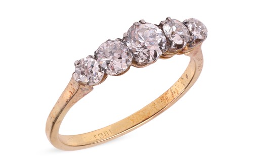 Lot 24 - An old European-cut diamond half hoop ring,...
