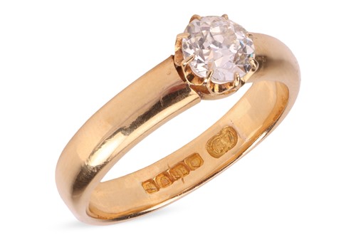 Lot 2 - An old-cut diamond solitaire in 18ct yellow...
