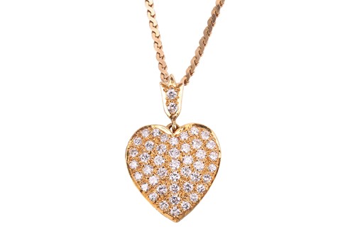 Lot 168 - A diamond-set heart pendant, featuring a heart-...