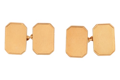 Lot 126 - A pair of 18ct gold cufflinks, of octagonal...