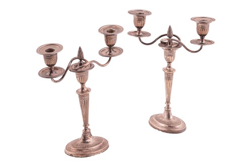 Lot 356 - A pair of Edwardian silver two-branch...
