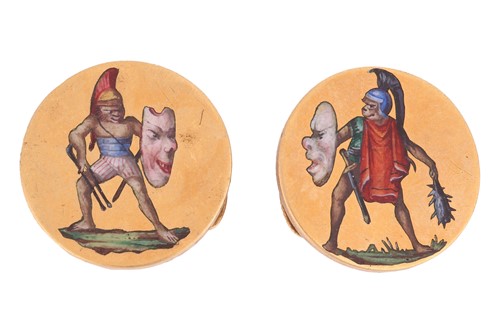Lot 65 - A pair of French enamel dress buttons, the...