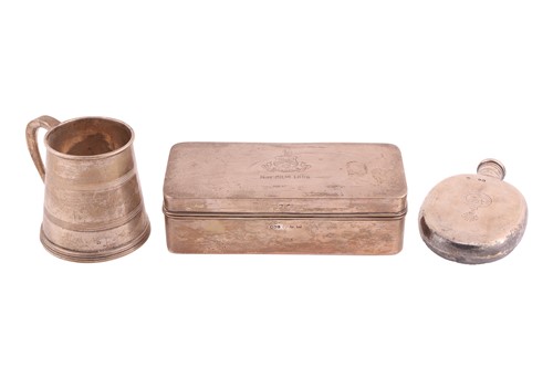 Lot 174 - A silver cigar box, wood-lined with loaded...