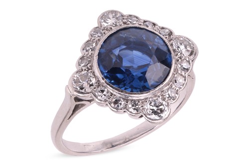 Lot An Art Deco sapphire and diamond panel ring,...