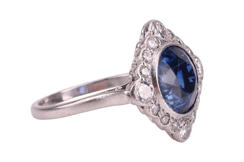 Lot An Art Deco sapphire and diamond panel ring,...