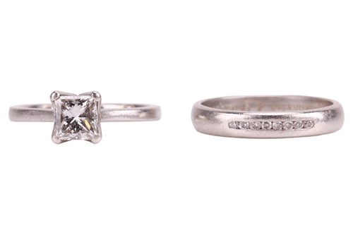 Lot A diamond single-stone ring and diamond...