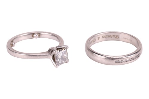 Lot A diamond single-stone ring and diamond...