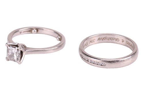 Lot A diamond single-stone ring and diamond...