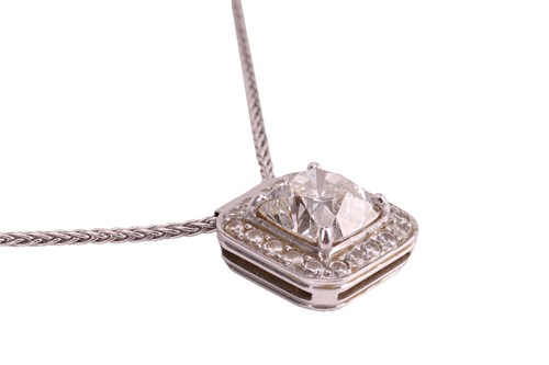 Lot 214 - A diamond-set pendant on chain, the pendant...