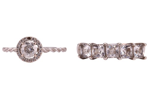 Lot 8 - A diamond halo ring, together with a CZ...