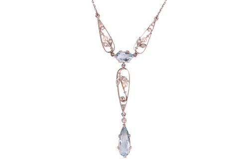 Lot 60 - A Belle Epoque aquamarine, diamond and seed...