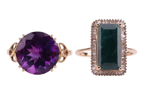 Lot 11 - Two gem-set rings in 9ct gold; to include an...