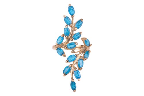 Lot 64 - An apatite dress ring, of foliate design, each...