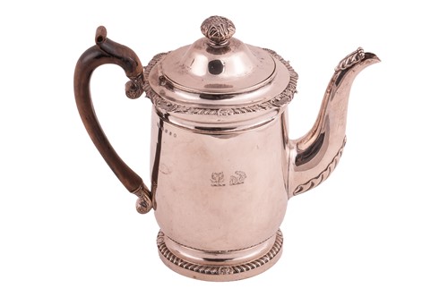 Lot 339 - A George III Scottish coffee pot, cylindrical...
