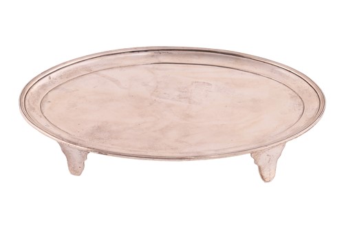 Lot 343 - A George III Irish teapot stand; oval with...