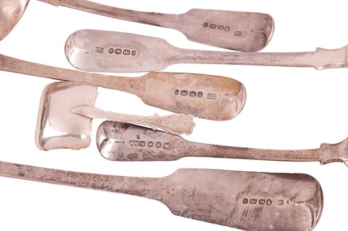 Lot A Victorian part canteen of fiddle pattern...