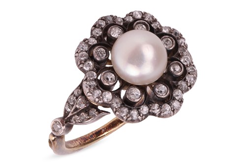 Lot 10 - A late Victorian pearl and diamond-set floral...