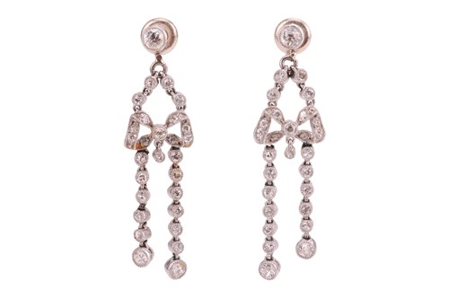 Lot 57 - A pair of Belle Epoque diamond-set earrings,...