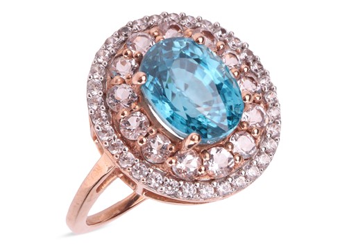 Lot 72 - A gem-set cluster ring in 9ct gold, the...