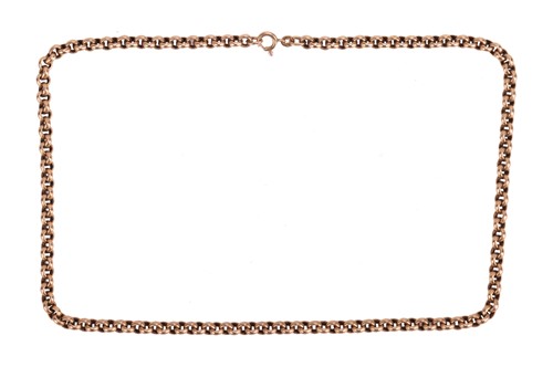 Lot 142 - A belcher link necklace in 9ct gold, completed...