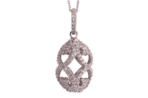 Lot A diamond-set egg pendant necklace, in the...