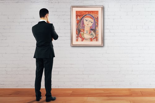 Lot Maurice Haddad (Iraqui 1937-2016) Girl HOlding...