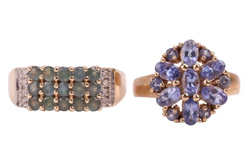 Lot 224 - Two rings, comprising a tanzanite-set floral...