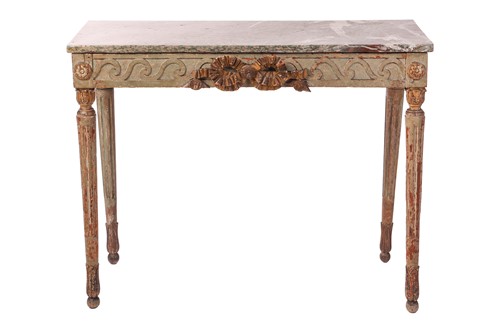 Lot A George III marble top console table, with...