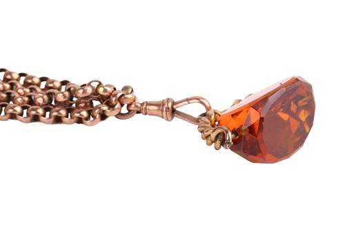 Lot A Victorian citrine fob necklace, the...