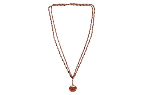 Lot A Victorian citrine fob necklace, the...