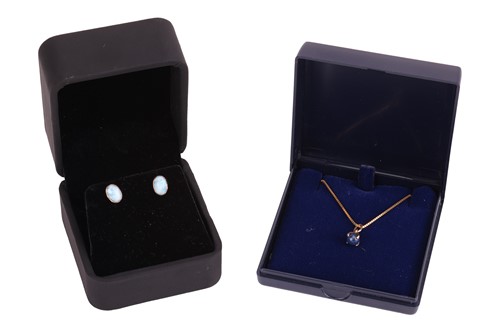Lot 22 - A pair of earrings and a necklace; The...
