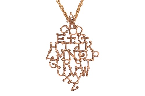Lot 97 - An alphabet pendant necklace, the fancy-link...