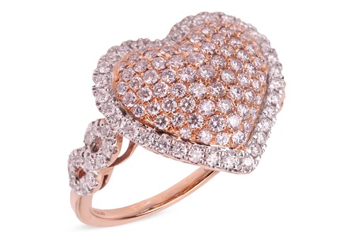 Lot 167 - A diamond-set heart ring in 14ct rose gold,...