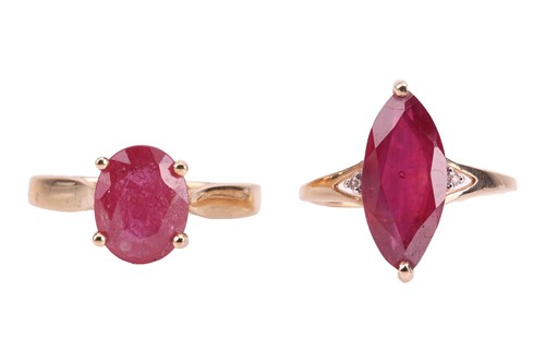 Lot 34 - Two rings, the first set with an oval...