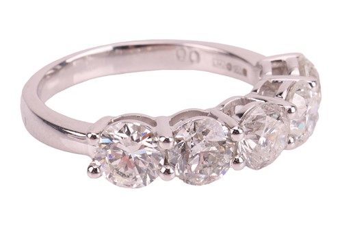 Lot 152 - A five-stone diamond ring, with an estimated...