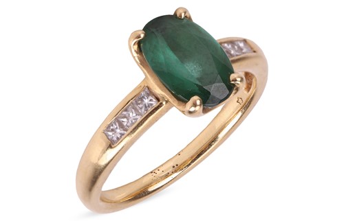 Lot 279 - A tourmaline and diamond dress ring, centred...