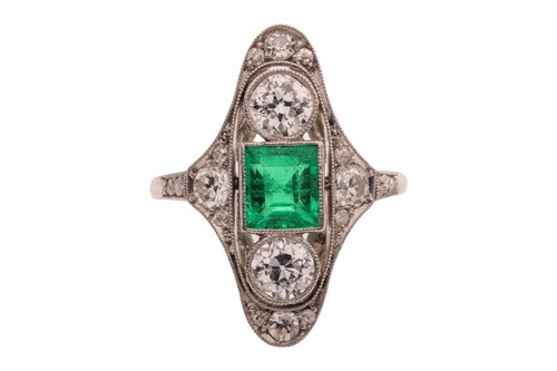 Lot An early 20th Century emerald and diamond...