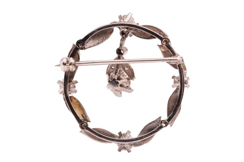 Lot 52 - A wreath brooch set with old-cut diamonds, of...