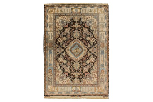 Lot 122 - An Isfahan pictoral carpet, late 20th century,...