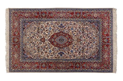 Lot 120 - An Isfahan rug, late 20th century, the ivory...