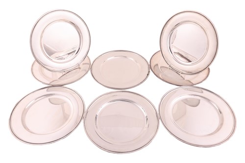 Lot 323 - Eight Danish dinner plates; circular with...