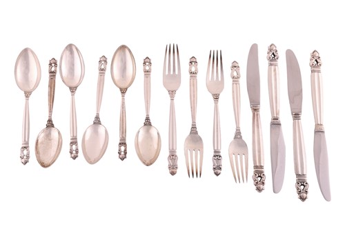 Lot 322 - Georg Jensen - a part canteen of Konge (Acorn)...