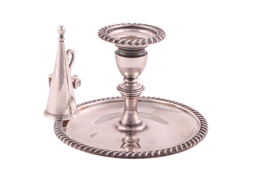Lot 319 - A Danish Sterling silver chamberstick,...