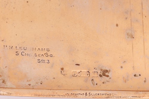 Lot A large cigarette case in 9ct yellow gold, of...