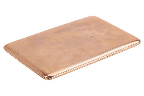 Lot A large cigarette case in 9ct yellow gold, of...