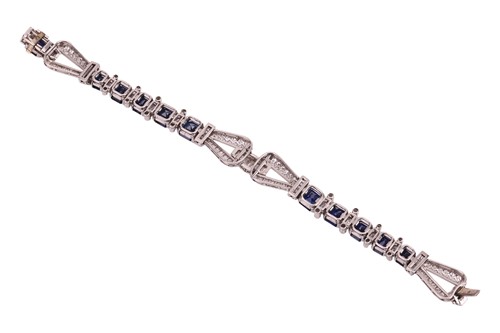 Lot A late Art Deco sapphire and diamond bracelet,...