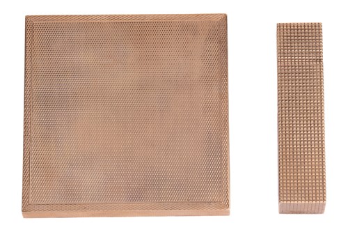 Lot A 9ct gold square powder compact and a...
