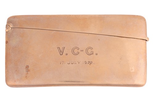Lot 309 - A card case in 9ct gold, of curved rectangular...